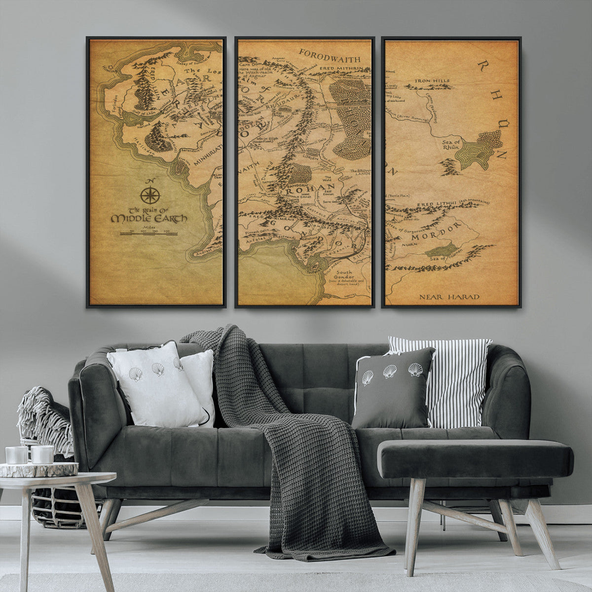 Middle Earth Map Canvas Wall Art – Vintage Fantasy Map