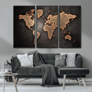 World Map Canvas Print – Framed Travel Map Wall Art for