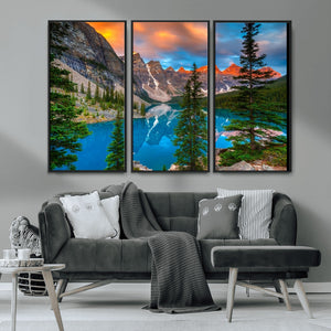 Canadian Rockies Moraine Lake Wall Art Canvas Print, Pine