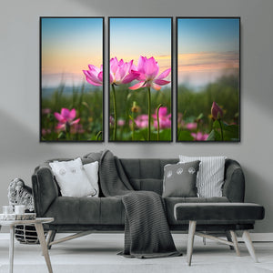 Pink Flower on the Mountain Canvas Print, Framed Pink Flower