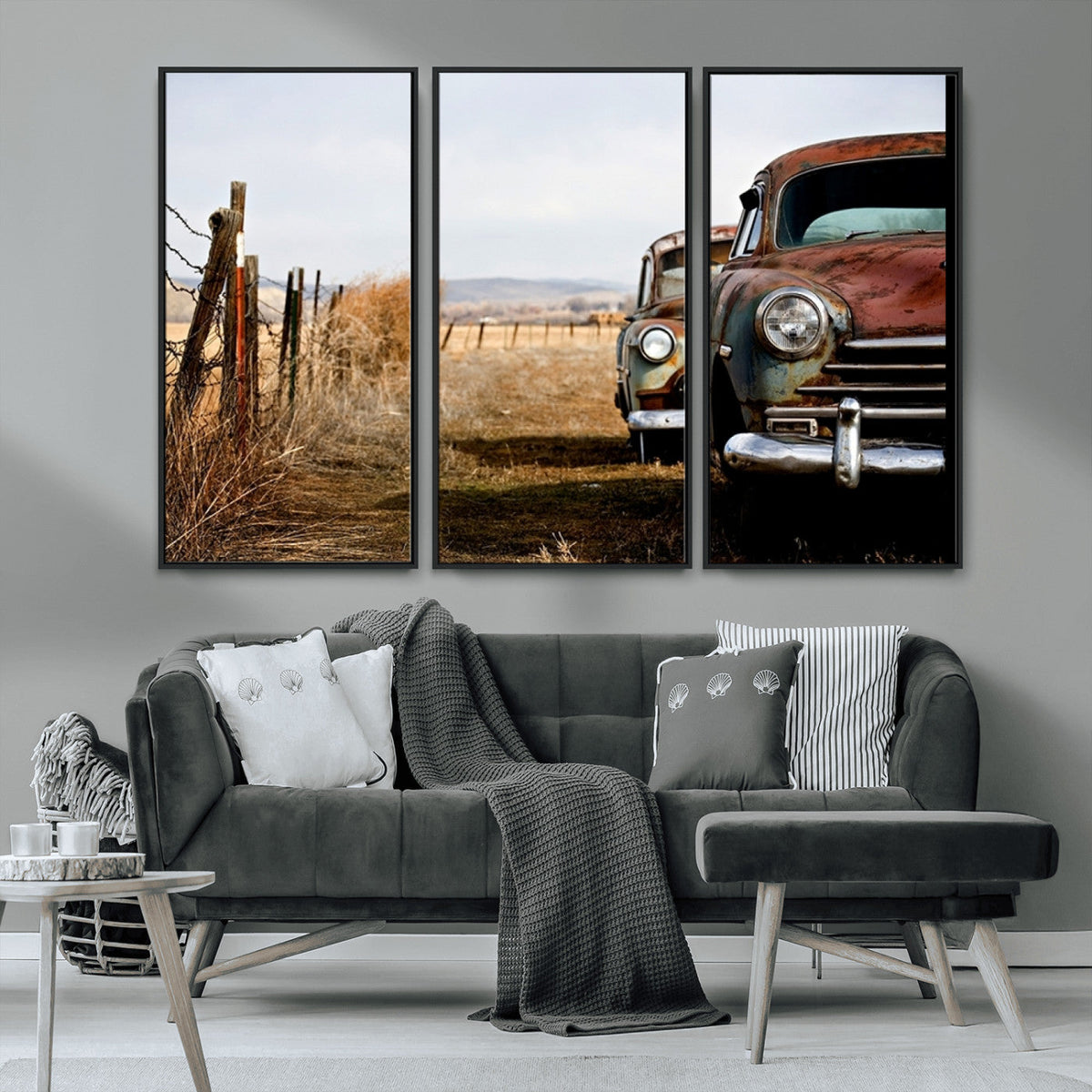 Old Rustic Classic Car Wall Art Canvas Print