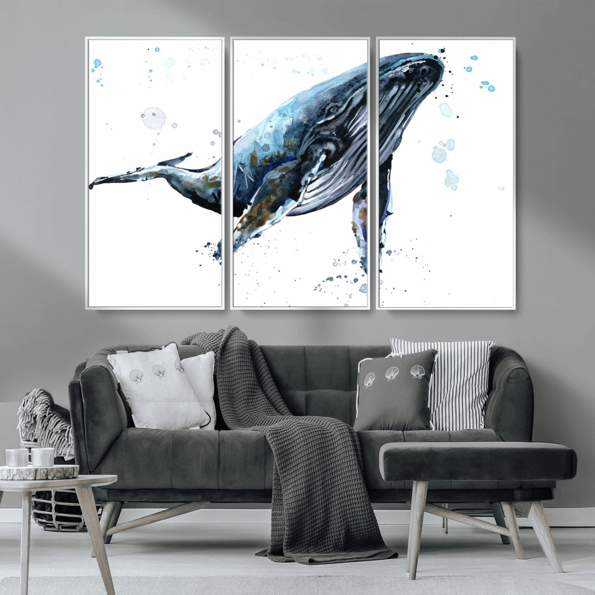 Watercolor Whale Wall Art Canvas Print