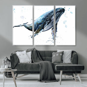 Watercolor Whale Wall Art Canvas Print