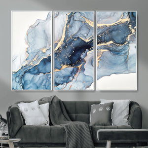 Blue Abstract Canvas Wall Art Print | Fluid Marble Effect Abstract Art