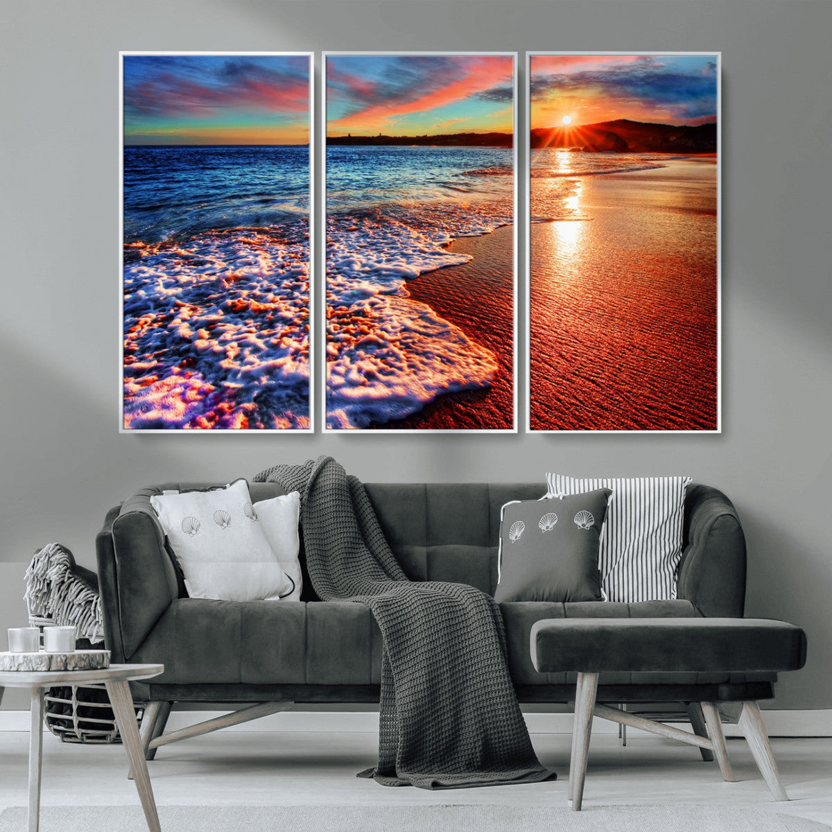 Colorful Coastal Sunset on the Beach Canvas Print, Ocean