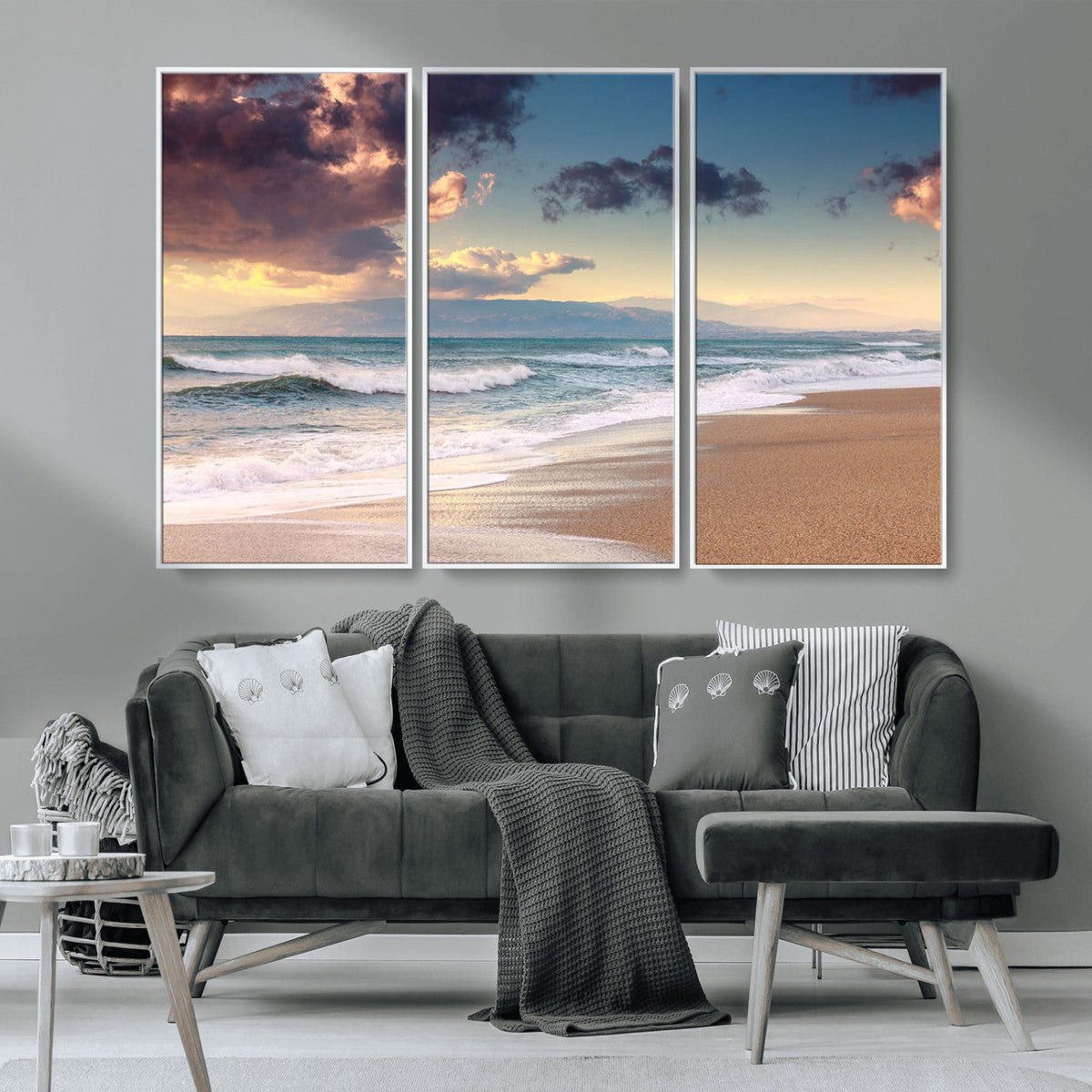 Cloudy Weather Beach Sunset Canvas Print | Sunrise Wall Art