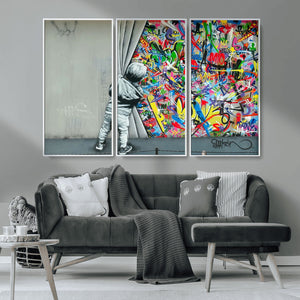 Banksy Colorful Street Graffiti Canvas Wall Art Print,