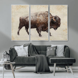 Buffalo Wall Art, Western Bison Canvas Print, Rustic Buffalo