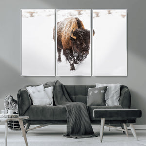 Bison Winter Wall Art Canvas Print For Farmhouse Decor