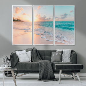 Beach Wall Art - Stunning Ocean Sunset Canvas Print with
