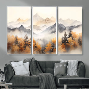 Abstract Mountain Wall Art | Misty Mountain Forest and