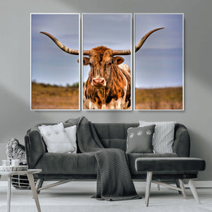 Texas Longhorn Wall Art Print, Framed Longhorn Cow Wall Art