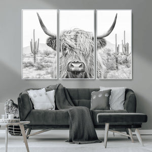 Rustic Charm | Cow Longhorn Black White Bighorn Wall Art