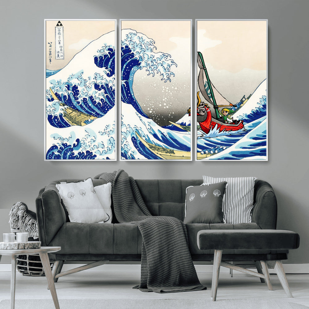 Katsushika Hokusai Kanagawa Giant Wave Wall Art Canvas Print