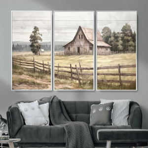 Rustic Farmhouse Barn Wall Art | 3-Panel Framed Gallery Wrap