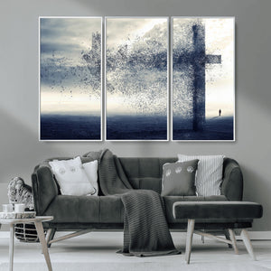 Jesus and the Fading Cross Wall Art Print – Symbol of Faith,