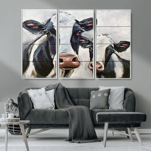 Vintage Baby and Mom Cattle Wall Art Canvas Print