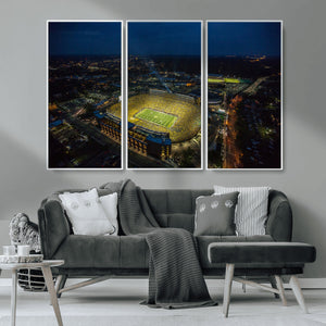 Michigan Stadium Night Game Wall Art – Sports Arena Aerial