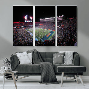 Ben Hill Griffin Stadium Night Game Triple Canvas Wall Art -