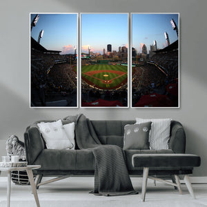 PNC Park Evening Game Triple Canvas Wall Art - Pittsburgh