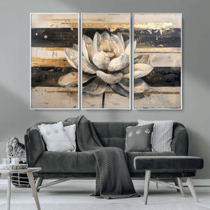 Lotus Flower Wall Art – Framed Abstract Floral Canvas
