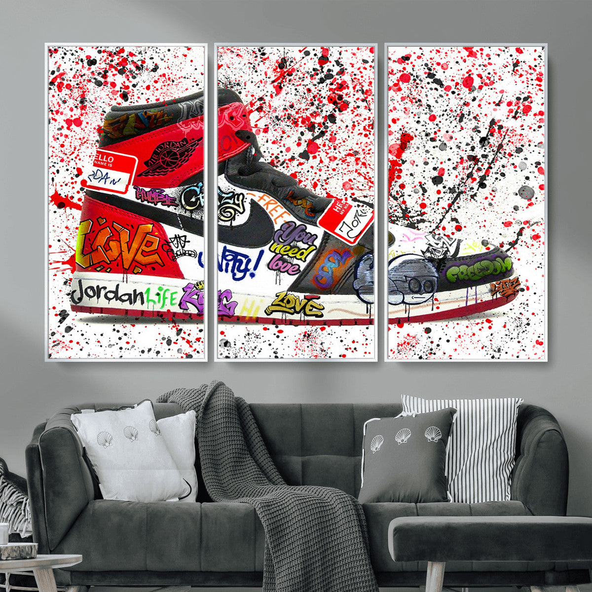 Jordan Shoes Graffiti Wall Art Canvas Print- Jordan Graffiti