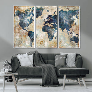 World Map Canvas Print – Framed Wall Art for Couples,