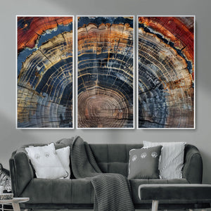 Abstract Tree Ring Wall Art Canvas Print