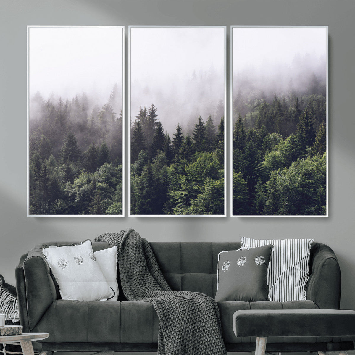 Misty Forest Wall Art | Foggy Forest Canvas Print | Large