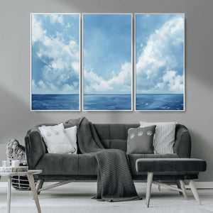 Abstract Ocean Print Artwork- Serene Blue Ocean Canvas Wall