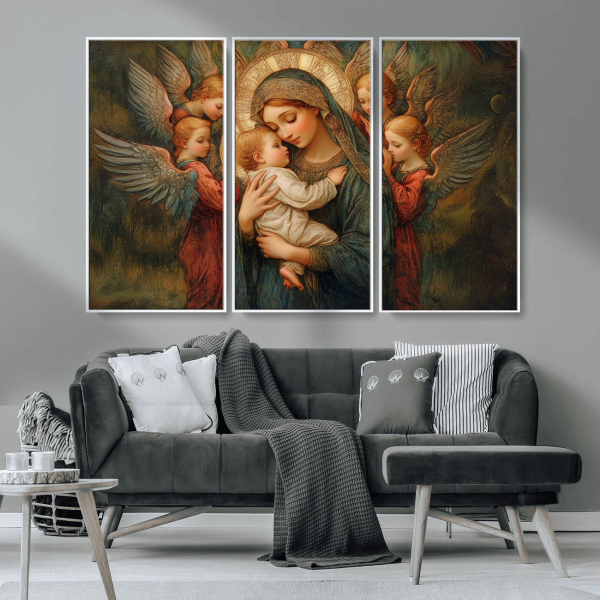 Mary Jesus Canvas Wall Art Print - Madonna and Child with