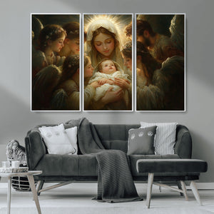 Mary Jesus Canvas Wall Art Print - Madonna and Child with