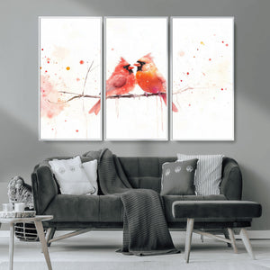Cardinal Bird Canvas Wall Art - Male and Female Cardinal