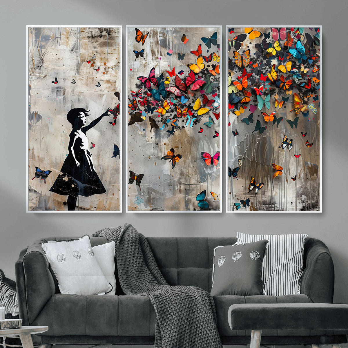 Butterfly Girl Wall Art – Vibrant Street Style Canvas Print,
