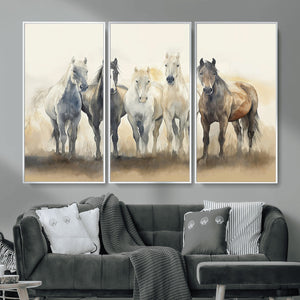 Wild Horses Wall Art Canvas Print, Framed Running Horses Art
