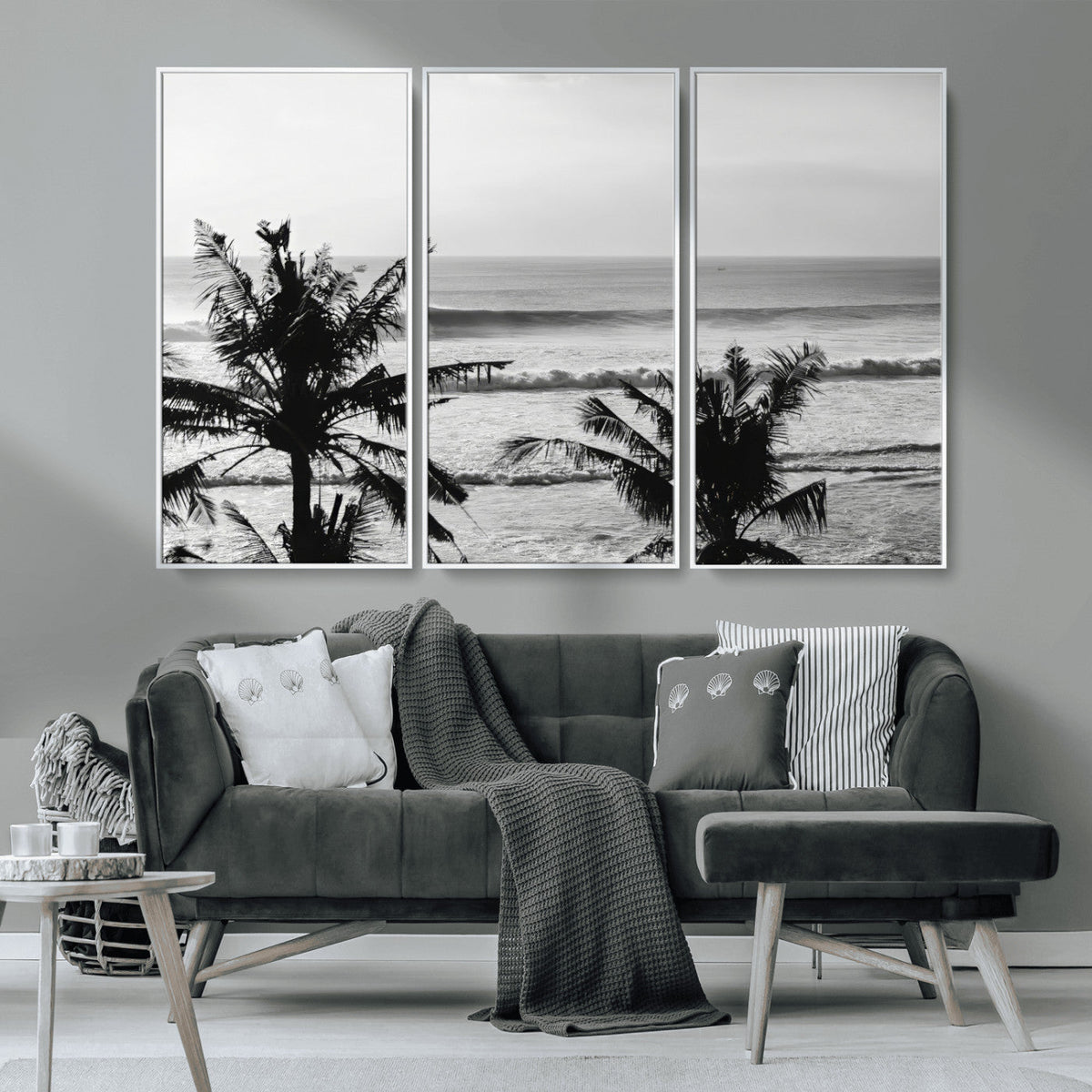Tropical Coastline Wall Art Canvas Print – Framed Palm Trees