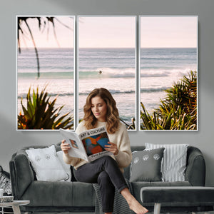 Ocean Surfer Wall Art Canvas Print – Framed Coastal Surf Art
