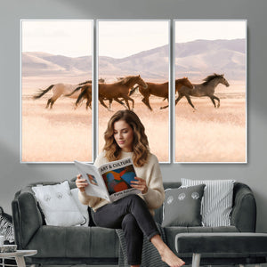 Wild Horse Wall Art Canvas Print – Framed Rustic Western Art