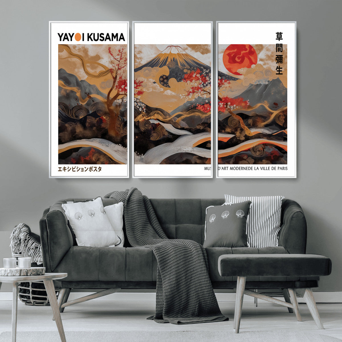 Modern Japanese Wall Art Canvas Print – Framed Abstract