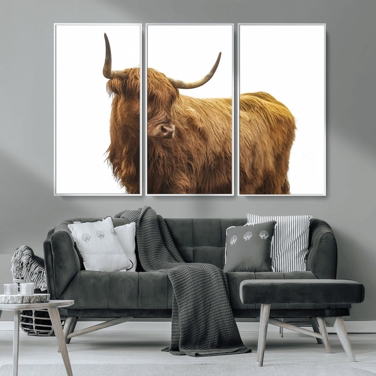 Highland Cow Wall Art Canvas Print – Framed Farmhouse Rustic