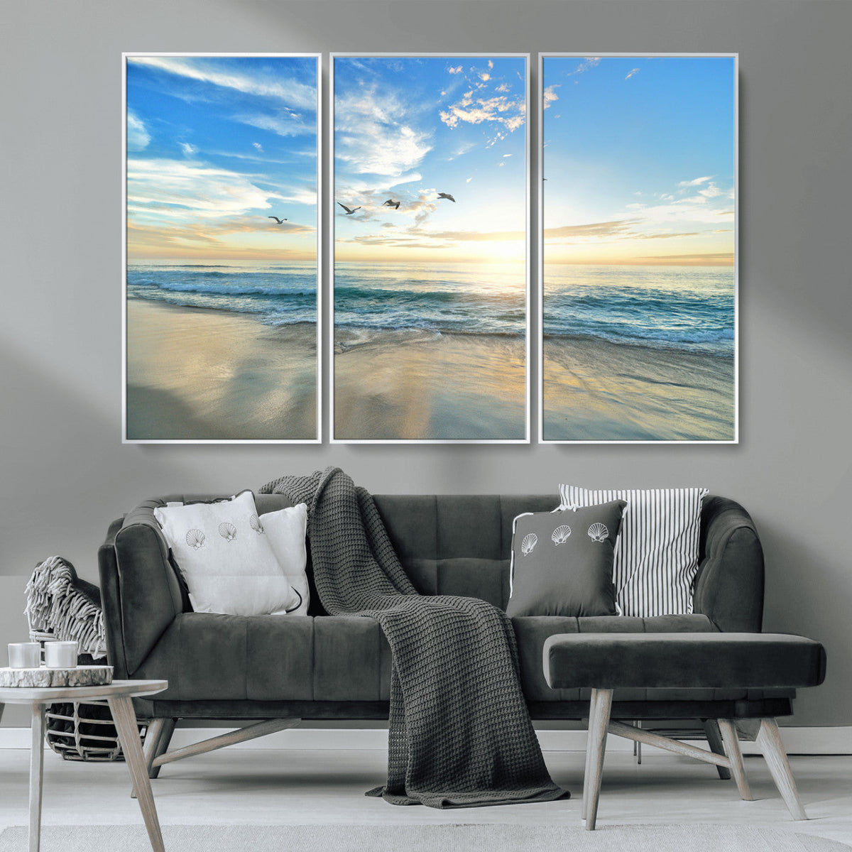Minimalist Seaside Wall Art Canvas Print – Morning Glow