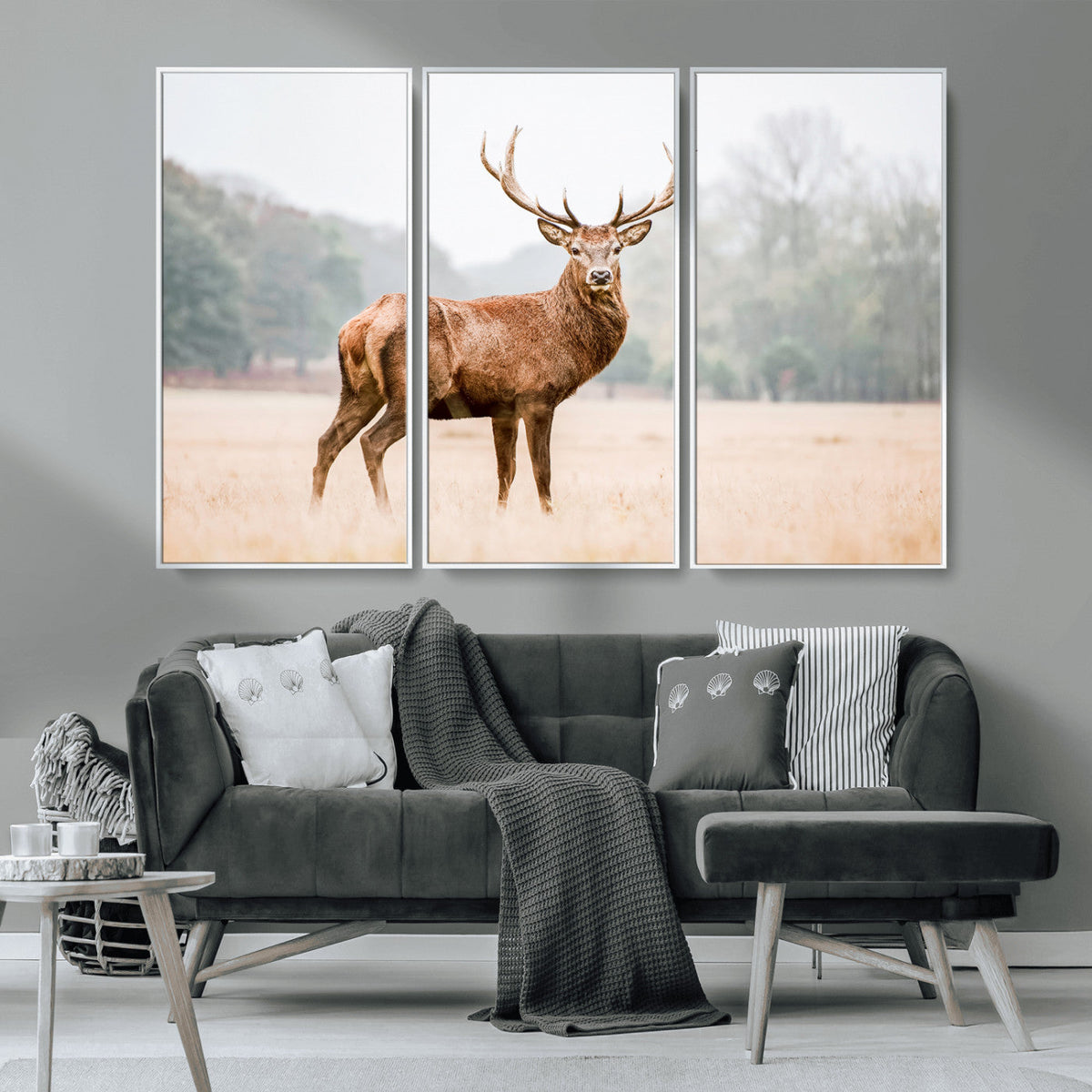 Vintage Wildlife Wall Art Canvas Print – Misty Landscape