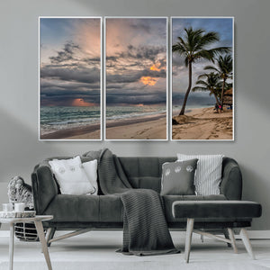 Tropical Storm Wall Art Canvas Print – Framed Moody Beach