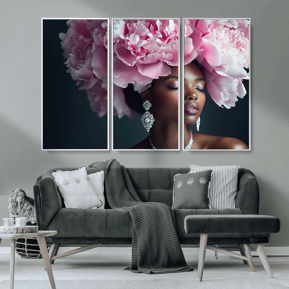 Black Beauty Petal Crown Wall Art Canvas Print – Floral