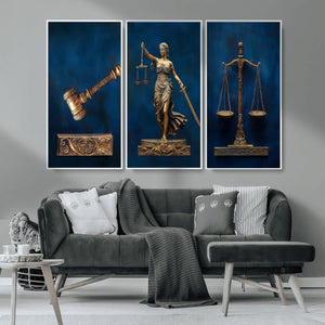 Lady Justice Wall Art Canvas Print – Elegant Gold Legal
