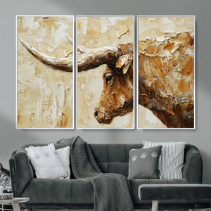 Rustic Longhorn Bull Wall Art Canvas Print – Vintage Western