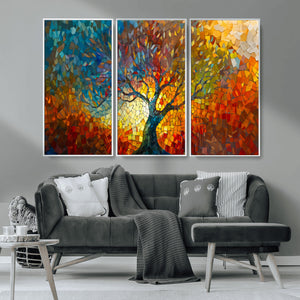 Yggdrasil Tree of Life Mosaic Stained Glass Wall Art, Tree