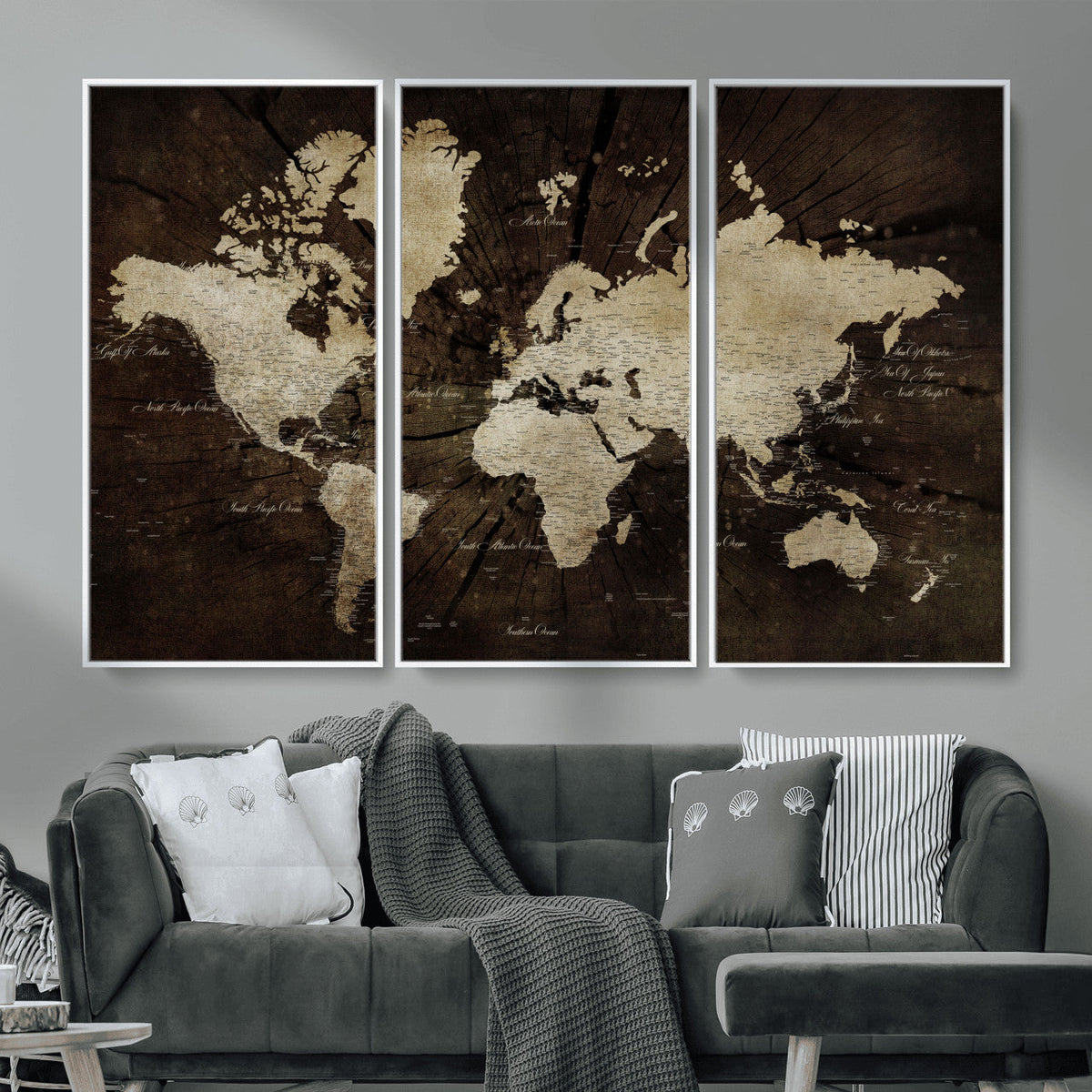 World Map Wall Art Canvas Print – Framed Travel Map Wall Art
