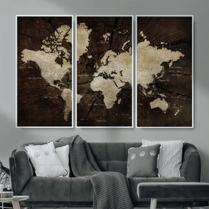 World Map Wall Art Canvas Print – Framed Travel Map Wall Art