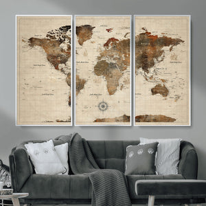 World Map Canvas Print – Framed Detailed Map of the World